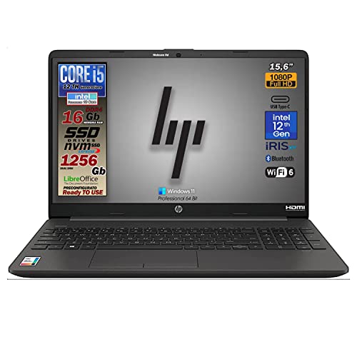 HP Notebook 250 g9, core i5 12th, 10 core, ram 16Gb, sshd da 1256 gb, 15.6  full hd, wi-fi, bt, lan, Win 11 Pro, Pronto all uso