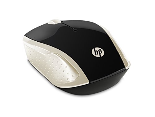 HP - PC 200 Mouse Wireless, Tecnologia LED Rosso, Laser fino a 1000 DPI, 3 Pulsanti, Rotella Scorrimento, Ricevitore USB Wireless 2.4 GHz Incluso, Design Pratico e Confortevole, Ambidestro, Oro