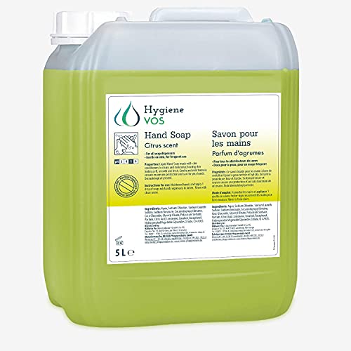 Hygiene VOS 5 litri Sapone liquido per le mani limone pH neutro Uso quotidiano. Formula extra morbida e biodegradabile Pacchetto economico adatto a tutti i tipi di erogatori