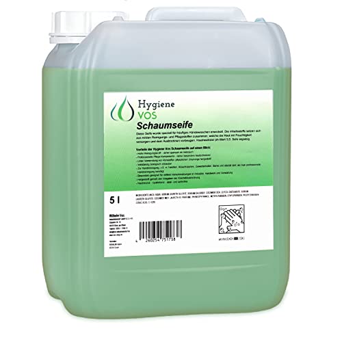 Hygiene VOS Sapone in schiuma da 5 litri di sapone delicato per tutti i distributori di sapone in schiuma. Risparmio nel consumo. Biodegradabile