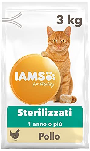 IAMS for Vitality Sterilizzati Alimento secco con pollo fresco per gatti adulti e anziani (1 anno o più) - 3 kg