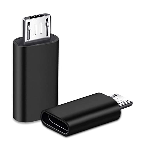iJiZuo Adattatore Micro USB a USB C [2 Pezzi], Micro USB (Maschio) a USB C (Femmina) Adattatore Trasferimento Dati, per Galaxy S7 S7 Edge S6 J7, LG G4, Huawei P10  P9 Lite-Nero