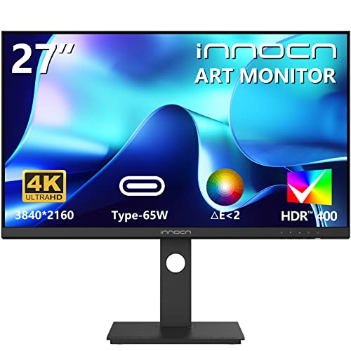 INNOCN 27 Pollici Monitor 4K -IPS 3840 x 2160p 60Hz Professional Monitor, HDR, 10 bit, 98% DCI-P3, Color Callibration, (USB-C, HDMI, DP, Audio) Eye Care, Height Adjustable, Garanzia 12 mesi, 27C1U-D