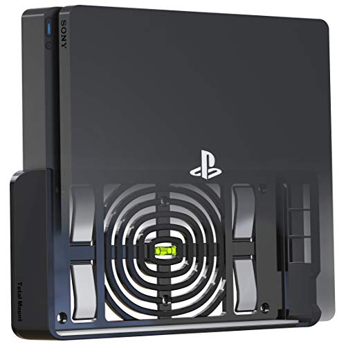 Innovelis TotalMount Supporto da parete per Sony PlayStation 4 Slim con livella a bolla d aria e staffa per console di gestione del calore per il montaggio a parete, Nero