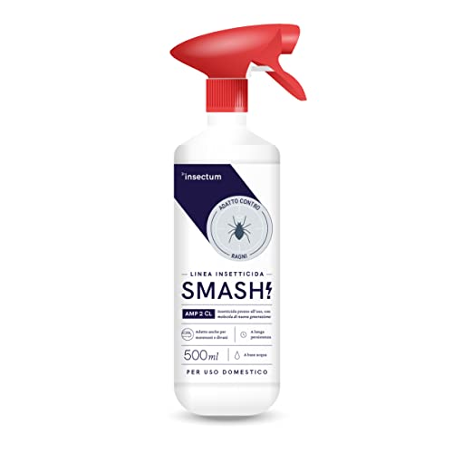 Insetticida Ragni Spray Smash | Repellente Biologico Anti Ragno AMP 2 CL 500 ml | Trattamento per Ragni per Interni ed Esterni | Allontana ragni | Disinfestante Atossico a base d Acqua