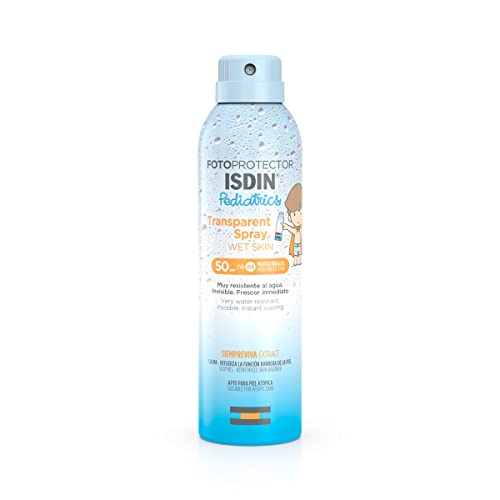ISDIN Fotoprotector Isdin Pediatrics Transparent Spray Wet Skin Spf 50+ (250ml) | Fotoprotettor Spray Corpo per Bambini | Leggero e a Rapido Assorbimento
