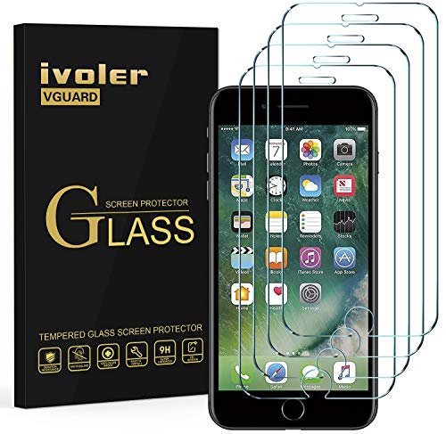 iVoler [4 Pack] Pellicola Vetro Temperato per iPhone 8 Plus iPhone 7 Plus iPhone 6S Plus iPhone 6 Plus, Pellicola Protettiva, Protezione per Schermo - Transparente