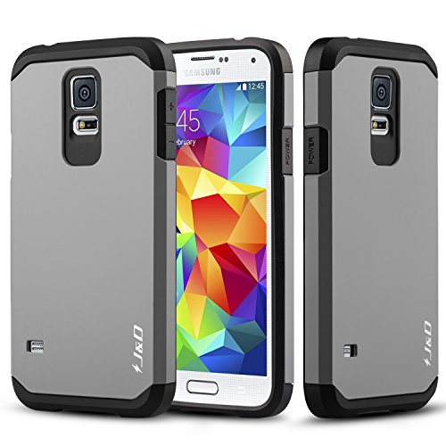 J&D Compatibile per Samsung Galaxy S5 Cover, [Protezione Robusta] [Armatura Sottile] Ibrida Antiurta Protettiva Rigido Custodia per Galaxy S5 - Grigio