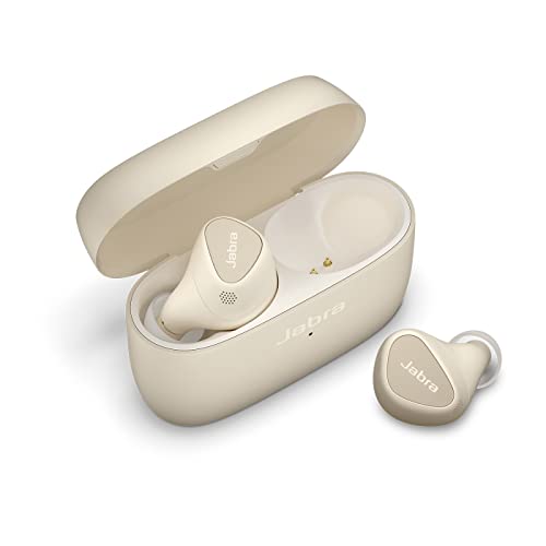 Jabra Elite 5 Auricolari Bluetooth In Ear True Wireless con cancellazione attiva del rumore (ANC) ibrida, 6 microfoni, ergonomici, con altoparlanti da 6 mm - Progettati per iPhone - Beige oro