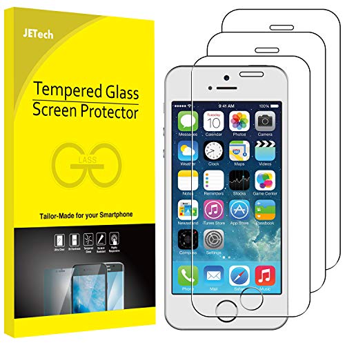 JETech Pellicola Protettiva Compatibile con iPhone SE (Edizione 2016)   5s   5 e iPhone 5c, Vetro Temperato, Pacco da 3