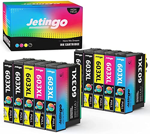 Jetingo 603 XL Cartucce d inchiostro Compatibili per Epson 603XL Sostituzione con Epson XP-2100 XP-2105 XP-3100 XP-3105 XP-4100 XP-4105 WF-2810 WF-2830 WF-2850 (10 Pezzi)