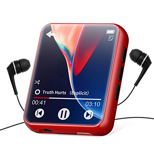joliker 32GB Lettore MP3 con Bluetooth 5.0, HiFi Lossless Sound Lettore di Musica, con Line-in Registratore Vocale, Full Touch Schermo, E-book, Supporto Espandibile fino a 128GB Rosso (MY532GRedEU)