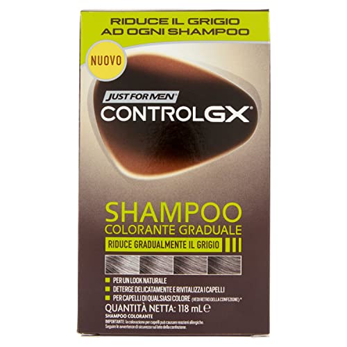Just For Men Control GX Shampoo Colorante Per Uomo, Riduce Gradualmente I Capelli Grigi Per Un Look Naturale. 118ml