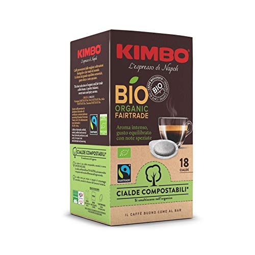 Kimbo Cialde Caffè Compostabili ESE Biologiche ed Equosolidali - 8 Pacchi da 18 Cialde (Totale 144 Cialde)