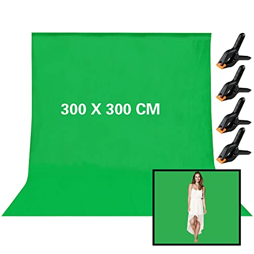 KIPIDA Greenscreen, sfondo fotografico pieghevole, 3 × 3 m, colore...