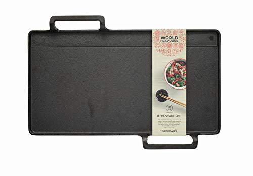 KitchenCraft World of Flavours Piastra Teppanyaki Giapponese in Ghisa, Colore Nero, 42,5 x 29 x 4,5 cm