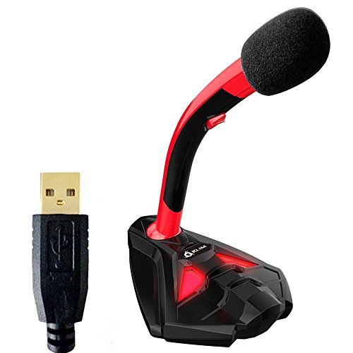 KLIM Voice Microfono Desktop USB con Stand per Computer Laptop PC - Microfono Gaming Videogiochi PC PS4 Rosso [ Nuova Versione 2022 ]