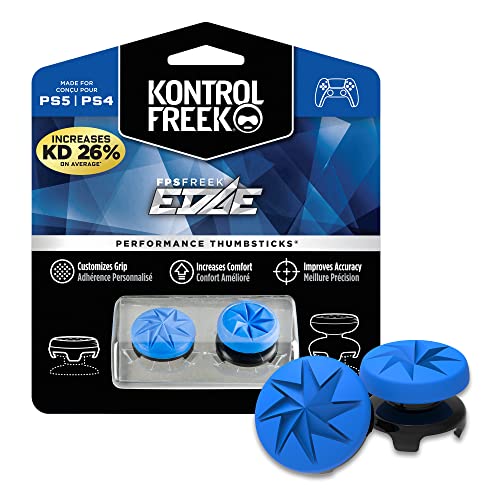 KontrolFreek FPS Freek Edge per Controller PlayStation 4 (PS4) e PlayStation 5 (PS5) | Performance Thumbsticks Copri Joystick di Gioco | 1 levetta convessa alta, 1 levetta convessa ribassata | Blu