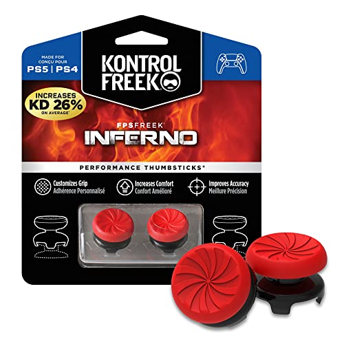 KontrolFreek FPS Freek Inferno per Playstation 4 (PS4) e PlayStation 5 (PS5) | Levette Performance | 2 Alte Concave | Rosso