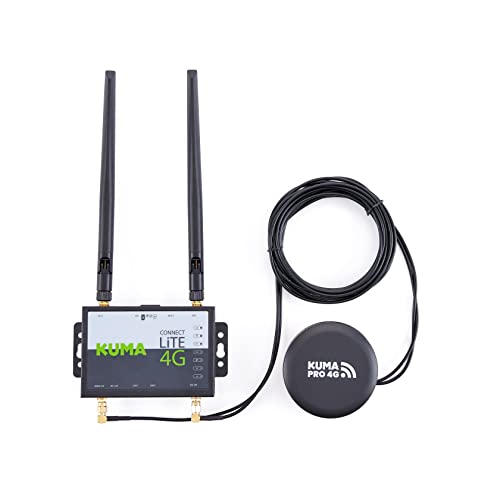 KUMA Connect PRO - Router Lite 4G Sbloccato con SIM e Antenna per Montaggio sul Tetto trasforma Il Segnale 4G LTE in Un Hotspot Internet WiFi per Caravan roulotte Camper Barca Kit ripetitore Wireless