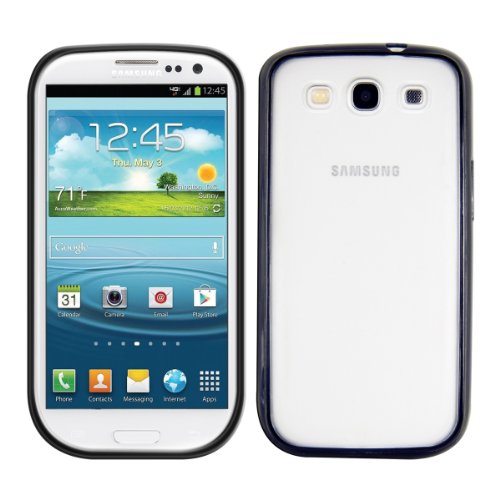 kwmobile Cover Trasparente Bordo Colorato Compatibile con Samsung Galaxy S3   S3 Neo - Custodia Rigida Antiurto Bordi Rinforzati TPU - Nero