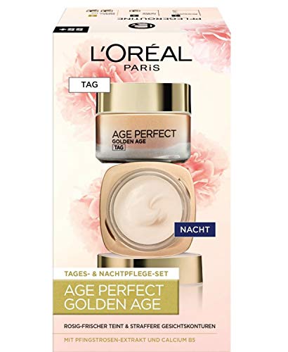 L Oréal Paris Age Perfect Golden Age - Set per la cura del viso e la cura della notte, rinforzante e lucentezza, per pelli mature e rigide, con estratto di peonie, 2 x 50 ml