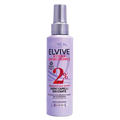 L Oréal Paris Elvive Siero Spray per Capelli Hydra Hyaluronic, Con 2% di Hyaluronic Care System, Senza Risciacquo, 150 ml