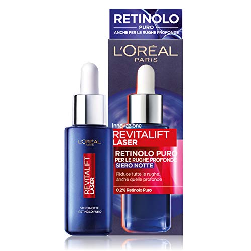 L Oréal Paris Siero Notte Revitalift Laser X3, Azione Antirughe Anti-Età con Retinolo Puro, 30 ml