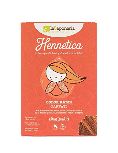 LA SAPONARIA - Hennetica Tinta Vegetale Color Rame - Parvati -Mix di erbe tintorie per un colore intenso e naturale - Effetto volumizzante - Vegano - Equosolidale - 100 gr