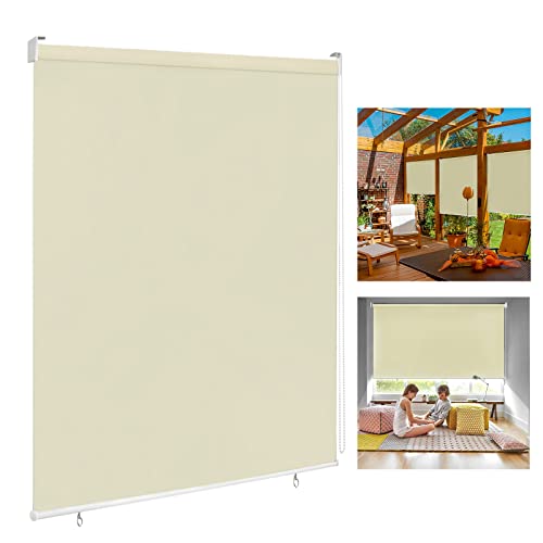 LARS360 - Tenda a rullo per esterni, per balcone, tenda da sole verticale, oscurante, protezione solare, protezione dai raggi UV (180 x 140 cm, beige)