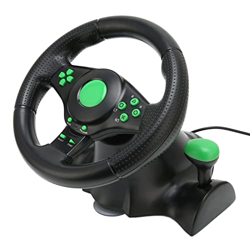 Lazmin112 Volante da Corsa per PC, Volante da Corsa per Auto con Rotazione di 180 Gradi con Pedale, Applicabile per Xbox 360, per PS3, per PS2, PC
