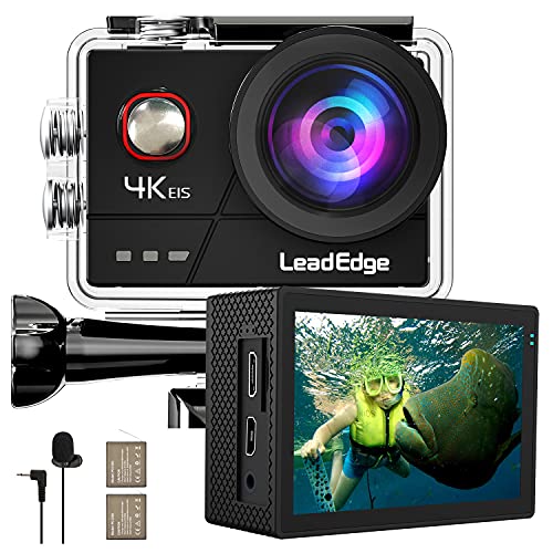 LeadEdge Action Cam LCD 4K 30FPS 1080P 60FPS 20MP Impermeabile Anti Shake EIS Microfono Esterno WiFi 2.4G Action Camera con Accessori completi…