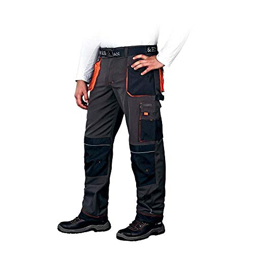 Leber & Hollman LH-FMN-T_SBP50 - Pantaloni tecnici da lavoro, sagomati, taglia 50, colore: Blu acciaio Nero Arancione