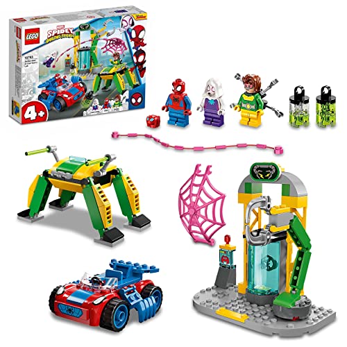 LEGO 10783 Marvel Spidey e i Suoi Fantastici Amici Spider-Man al Laboratorio di Doctor Octopus, Macchine Giocattolo, Giochi per Bambini, Idee Regalo