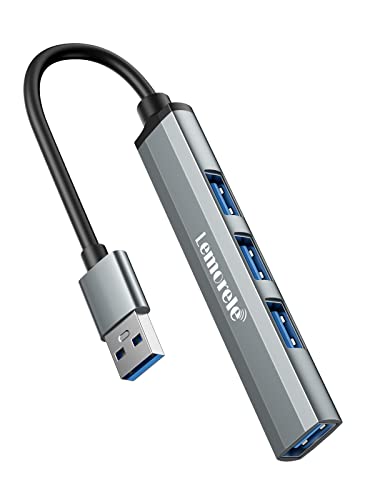 Lemorele Hub USB 3.0 -USB Hub con 4 Porte, Alloggiamento in Alluminio Multipresa 1*USB 3.0 e 3*USB 2.0 e Cavo 9.5 cm, Multi USB Adattatore Macbook Pro Air, PS4, Xbox, Windows, Android, Linux