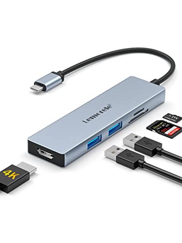 Lemorele Hub USB C HDMI 4K - 6 in 1, Spazio Alluminio Adattatore USB C Hub con 2 USB 3.0, SD TF, Adattatore MacBook Pro Air M1, iPad Pro Air M1, Windows, Switch, Chromecast, Dell, Cellulare e altro