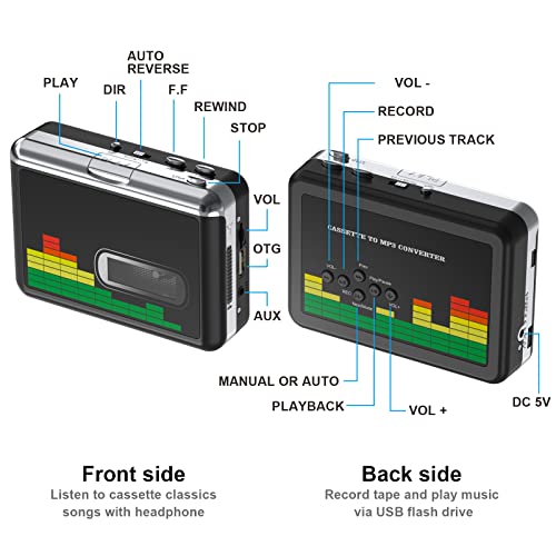 Lettore di cassette USB Convertitore da nastro a MP3, Walkman porta...