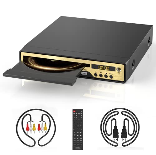 Lettore DVD 1080P per TV, lettore DVD HDMI con porta per scheda SD jack USB, lettore DVD compatto senza regioni, funzione karaoke con ingresso microfono