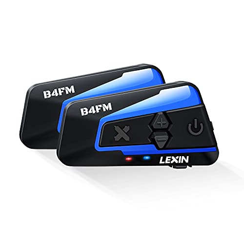 LEXIN 2X B4FM Interfono Moto Con Radio Fm, Auricolare Bluetooth Per Casco con Cancellazione del Rumore Per Un Massimo di 10 Motociclisti, Sistema di Comunicazione Universale per Moto ATV Moto Da Cross