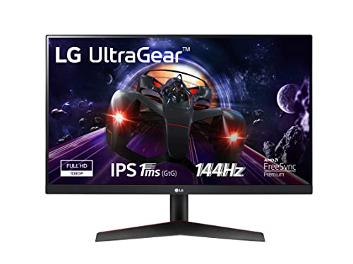 LG 24GN60T UltraGear Gaming Monitor 24  Full HD IPS 1ms HDR 10, 1920x1080, AMD FreeSync Premium 144Hz, HDMI 2.0 (HDCP 2.2), Display Port 1.4, Uscita Audio, Flicker Safe, Nero