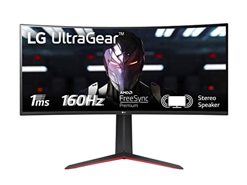 LG 34GP63A UltraGear Gaming Monitor 34  UltraWide Curvo 21:9 LED VA HDR 10, 3440x1440, 1ms, AMD FreeSync Premium 160Hz, HDMI 2.0 (HDPC 2.2), Display Port 1.4, Audio Stereo 14W, Flicker Safe, Nero