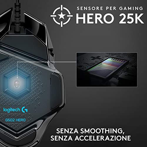 Logitech G502 HERO Mouse Gaming Prestazioni Elevate, Sensore HERO 2...