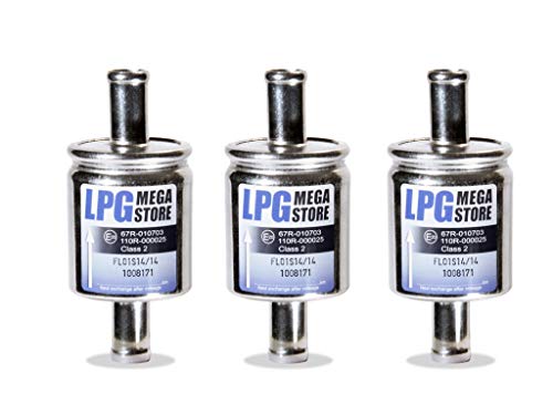 LPG-Megastore - 3 x filtro a gas 14 mm, per auto a gas, filtro LPG, filtro universale GPL