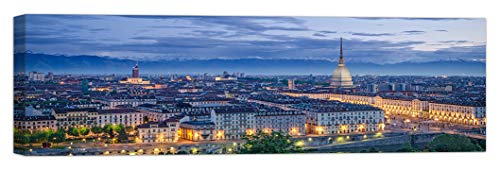 LuxHomeDecor Quadro Panorama Torino 100x30 cm Stampa su Tela con Te...
