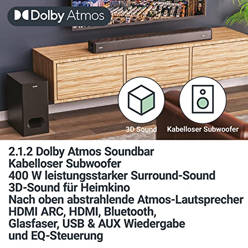 Majority Sierra Plus 2.1.2 Soundbar Dolby Atmos | 400 W con subwoof...