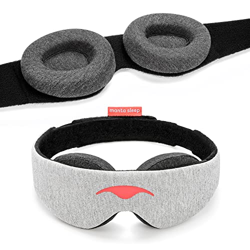 Manta Sleep Mask - 100% Maschera Oscurante per gli Occhi - Zero Pressione degli Occhi - Coppe per gli Occhi Regolabili - Maschera per Dormire Perfetta per i Dormiglioni Leggeri, Viaggiatori