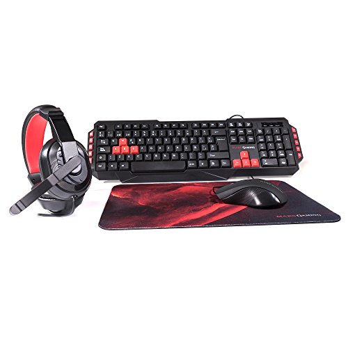 Mars Gaming MRCP1, Set Gaming Tastiera, Mouse, Mousepad e Cuffie, Spagnolo