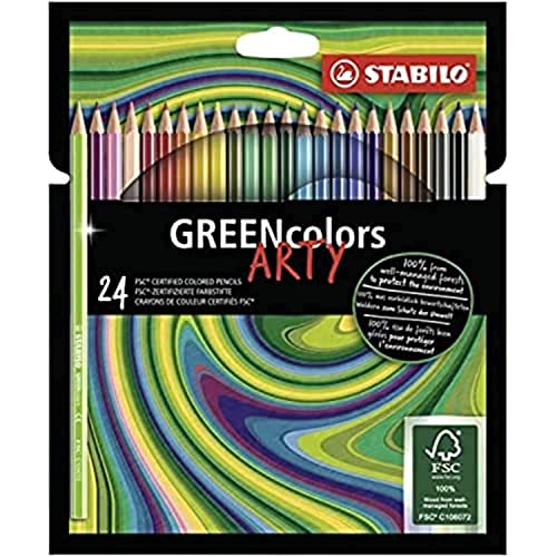 Matita colorata Ecosostenibile - STABILO GREENcolors - ARTY - Astuccio da 24 - Colori assortiti
