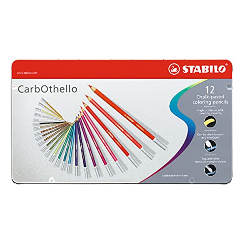 Matita colorata Premium - STABILO CarbOthello - Scatola in Metallo da 12 - Colori assortiti