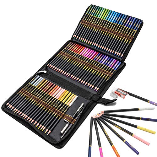 Matite Colorate Professionali da Disegno, Astuccio con zip da 72 matite colorate - Serie di matite con mina morbida, Ideali per Colorazione Adulti, Artisti e Bambini